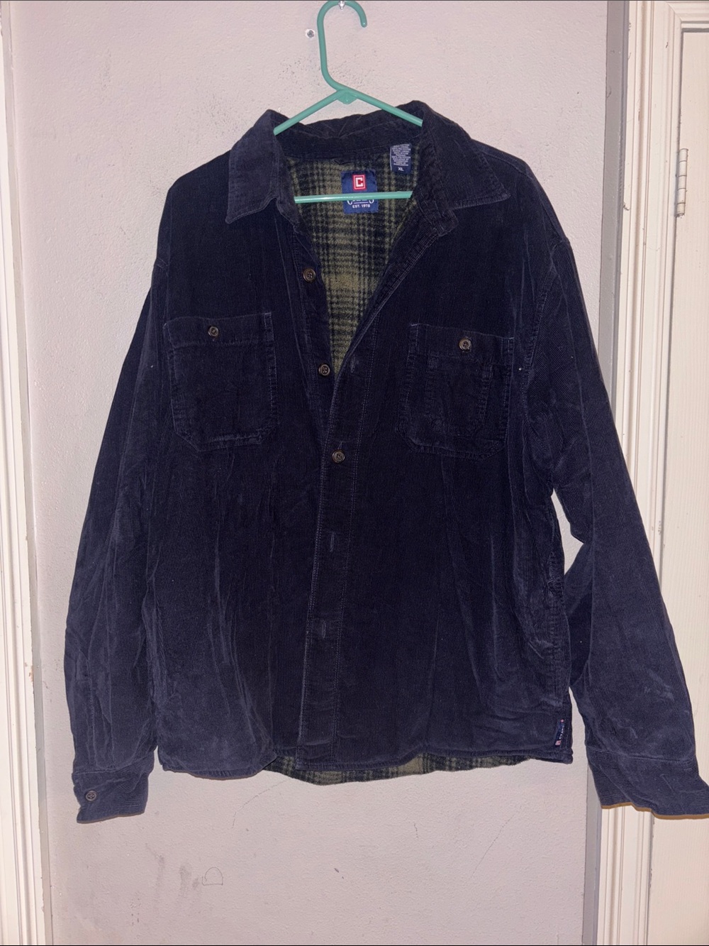 Vintage Chaps Navy Corduroy Lined Shirt Jacket